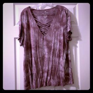 American Eagle Tie Dye Purple Tee